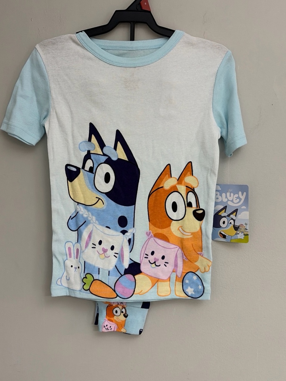 Bluey Kids Short Sleeve Pajama Set in Light Blue and Orange